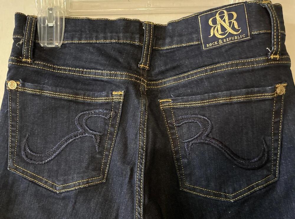 Rock & Republic Jeans Womens 6 Dark Wash Kasandra Bootcut Stretch Denim Low Rise